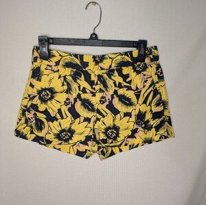 J Crew Shorts Women 2 Sunflowers Floral Chino Linen/Cotton City Fit Casual
